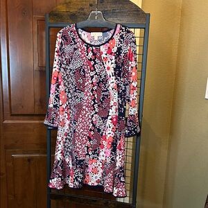 Michael Kors Floral Long Sleeve Dress in Red and Pink sku#107